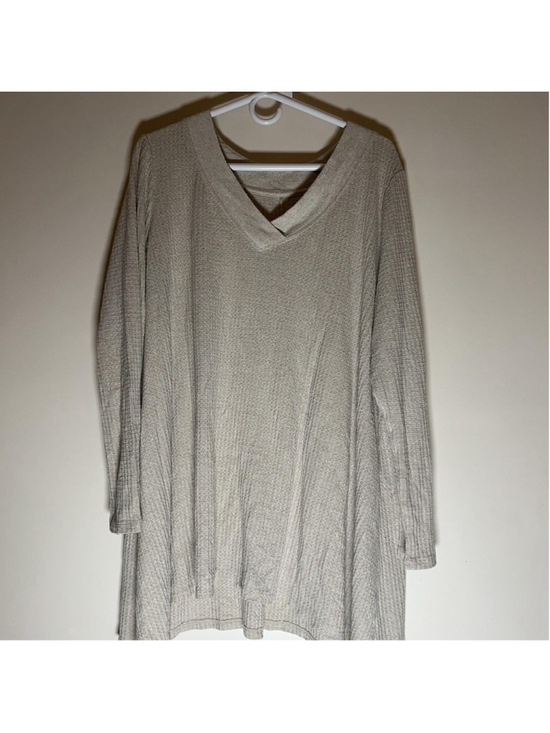 Lane Bryant Tops - Lane Bryant Tunic Shirt Womens 18 Beige V Neck Long Sleeve Waffle Knit Plus